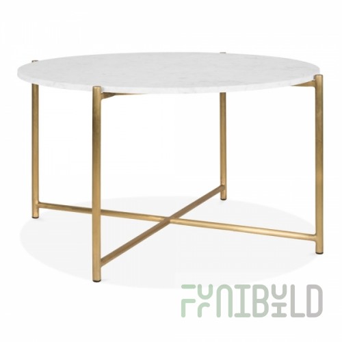 Table Aria, white tabletop, gold frame