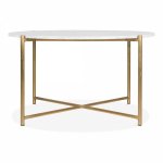 Table Aria, white tabletop, gold frame