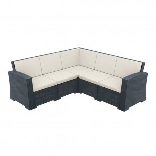 Sofa plastic wicker corner with cushions Monaco Lounge Corner black