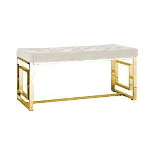 Brooklyn bench, beige velvet, gold