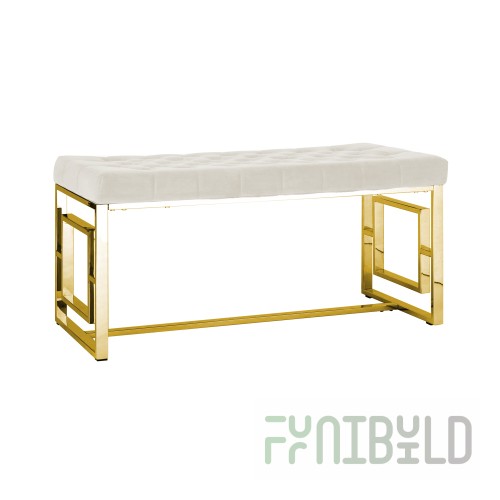 Brooklyn bench, beige velvet, gold