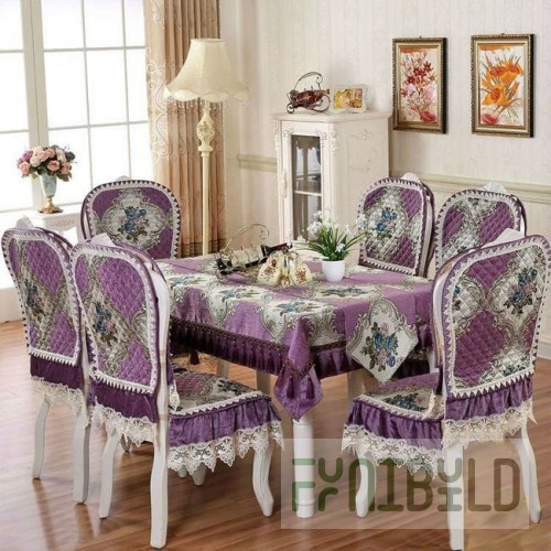 Table and chair set, jacquard, purple