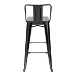 Tolix Wood chair with backrest semi-bar Black glossy