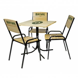Set of street furniture with the Vyatichi logo
