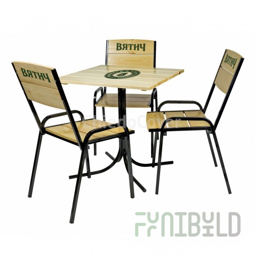 Set of street furniture with the Vyatichi logo