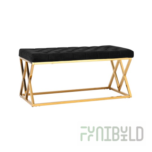 Bench Insignia, velveteen black, gold