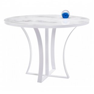 Glass table Nayton white marble / white