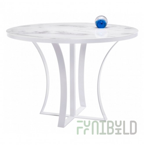 Glass table Nayton white marble / white