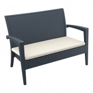 Plastic wicker sofa with pillow Miami Lounge Sofa, anthracite