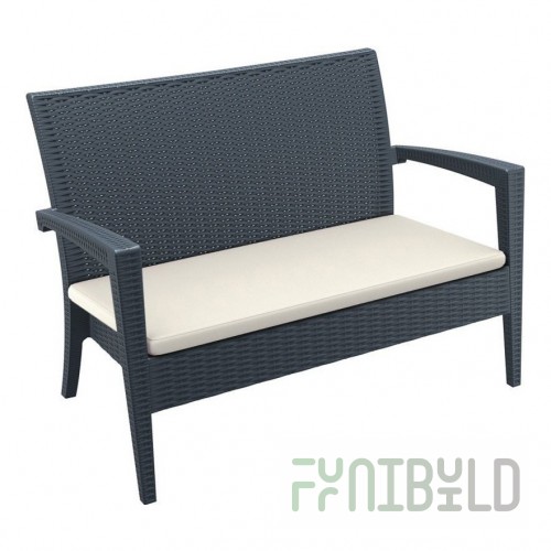 Plastic wicker sofa with pillow Miami Lounge Sofa, anthracite