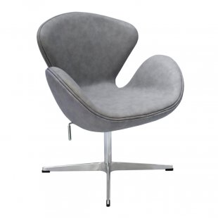 Swan Chair Light Grey, Distressed Leather Effect