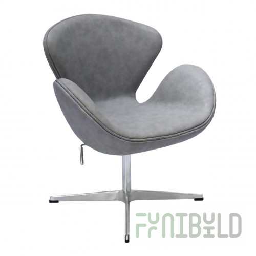 Swan Chair Light Grey, Distressed Leather Effect