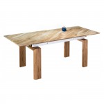 Glass table Davos beige marble / oak montana