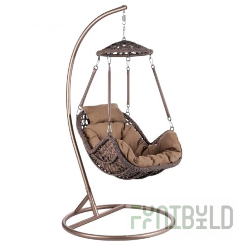 Misi Brown hanging chair made of artificial rattan