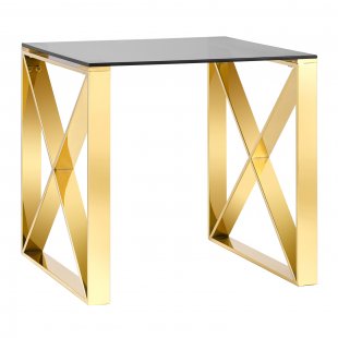 Coffee table 55*55 Cross gold glass smoke
