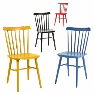 Tucker set, 4 chairs yellow, black, red, blue