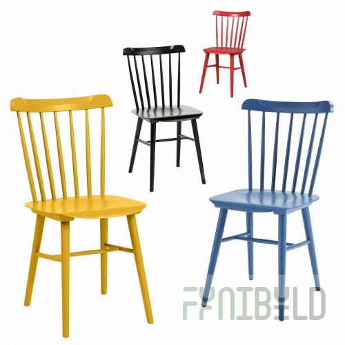 Tucker set, 4 chairs yellow, black, red, blue