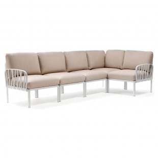 Plastic sofa with cushions Komodo 5 white/beige