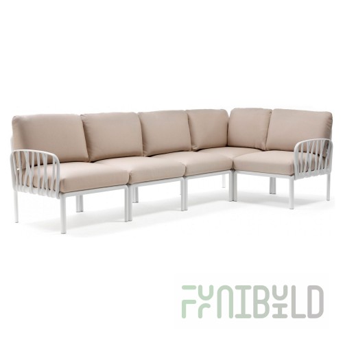 Plastic sofa with cushions Komodo 5 white/beige