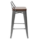 Tolix Soft Half Bar Stool Silver