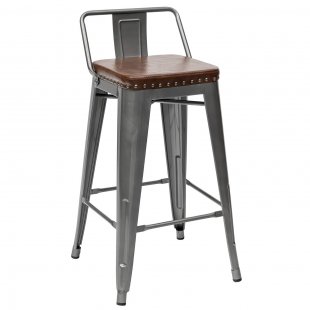 Tolix Soft Half Bar Stool Silver