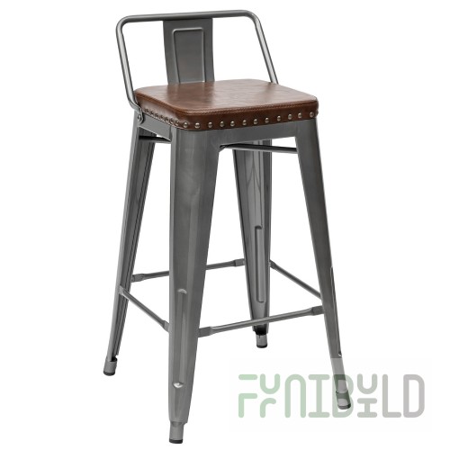 Tolix Soft Half Bar Stool Silver
