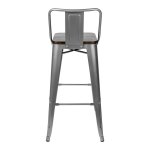 Tolix Wood Bar Stool with Backrest Matte Silver