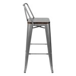 Tolix Wood Bar Stool with Backrest Matte Silver