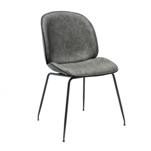 Turin chair, grey eco-leather, black legs