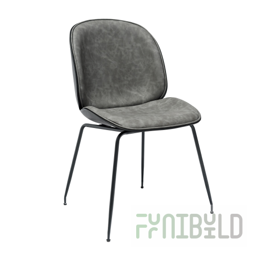Turin chair, grey eco-leather, black legs