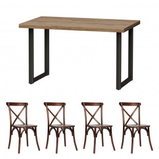 Furniture set table Loft-2, 4 chairs Crossback