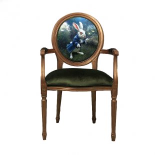 Chair with armrests Bianca, white rabbit