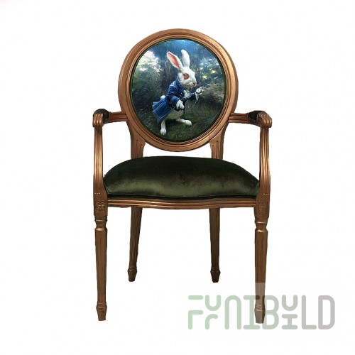 Chair with armrests Bianca, white rabbit