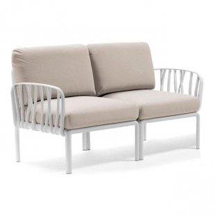 Plastic sofa with cushions Komodo 2, white/ panama