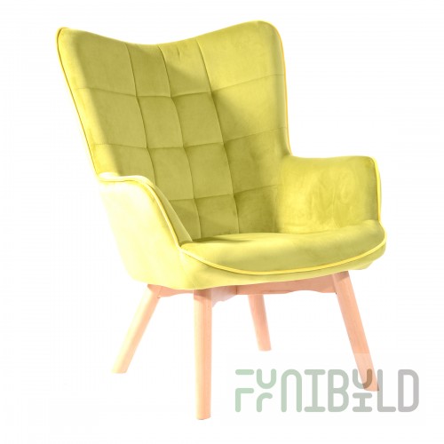 Armchair Mango, velveteen, olive