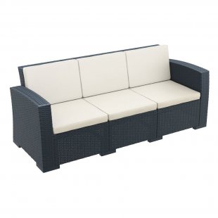 Sofa plastic wicker with cushions Monaco Lounge XL black