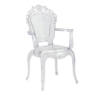 Chair Princess with armrests Transparent, plastic