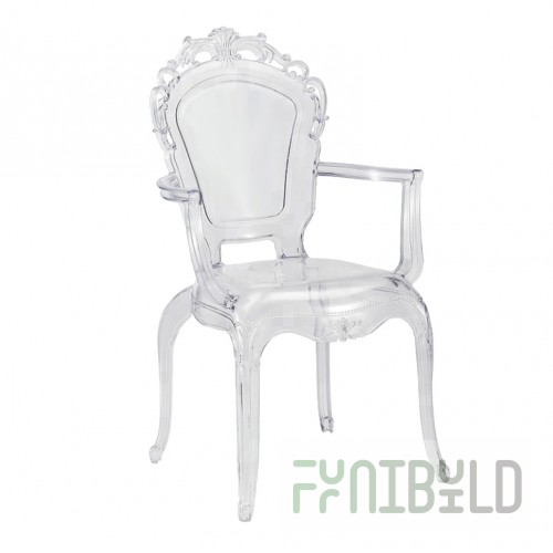 Chair Princess with armrests Transparent, plastic