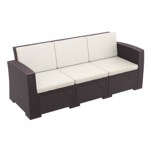Sofa plastic wicker with cushions Monaco Lounge XL brown