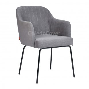Tulip chair, grey velour, metal legs