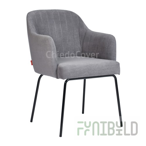 Tulip chair, grey velour, metal legs
