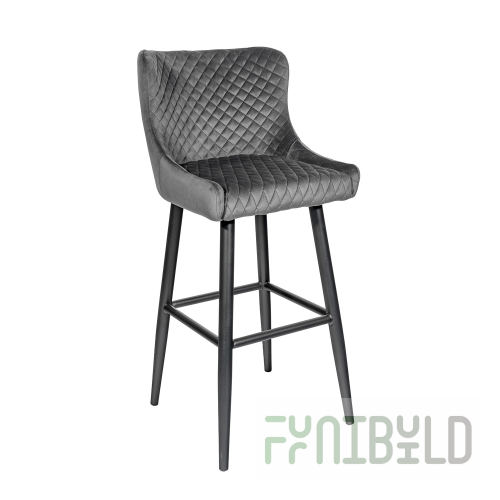Bar stool Stitch, grey velvet