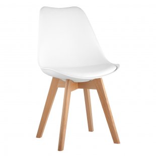 Chair FRANKFURT NEW, white, wooden legs