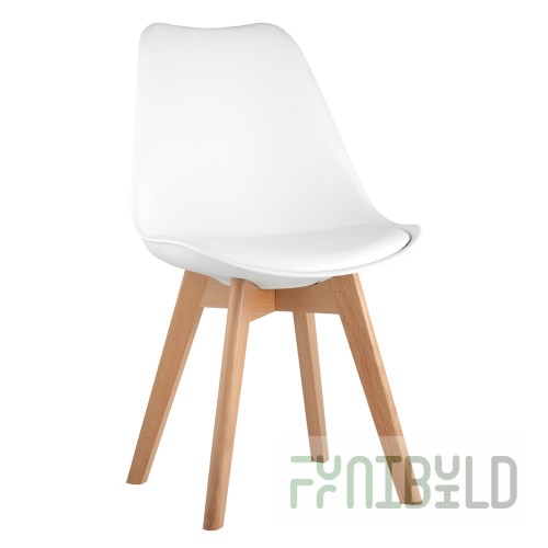 Chair FRANKFURT NEW, white, wooden legs