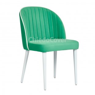 Tony chair, aquamarine/white velvet, white legs