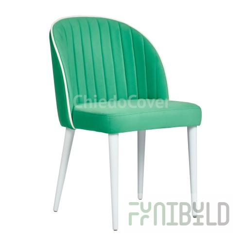Tony chair, aquamarine/white velvet, white legs