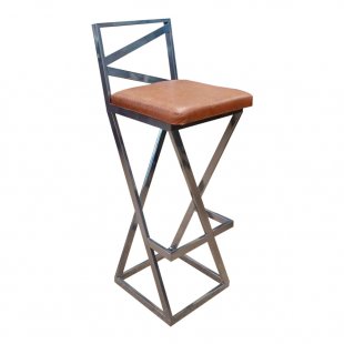 Bar stool Loft, chrome frame, brown eco-leather