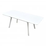Table Aruba 140 white glossy glass