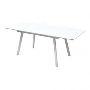 Table Aruba 140 white glossy glass