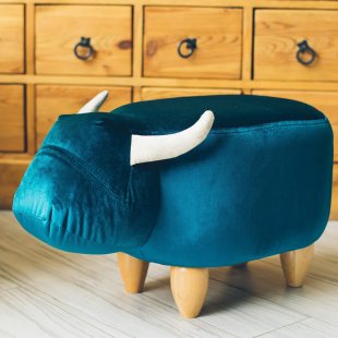 Pouf Bull, blue, without box and lid